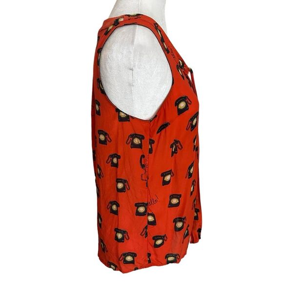 Anthropologie Maeve 52 Conversations Vintage Telephones Blouse 2 100% Silk - Picture 6 of 9